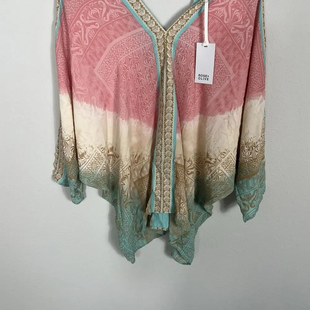 Rose & Olive Pink and Teal Women's Top - Picture 2 of 8